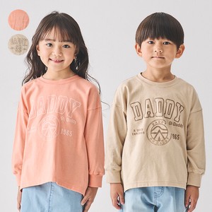 儿童七分袖～长袖上衣 植绒 印花T恤 男女兼用 简洁 日本制造