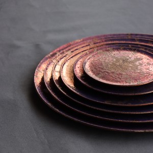 フラットプレート ブロンズしぶきスムースplate 大皿 紫 銅 レストラン 器 食器 [日本製/有田焼/皿]