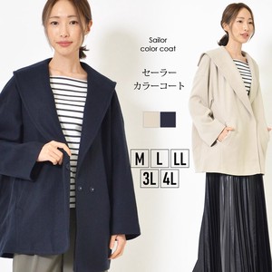 Coat Plain Color Pocket Outerwear Casual L