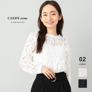 Button Shirt/Blouse Long Sleeves Floral Pattern Corded Lace Tops Ladies Cut-and-sew