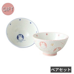 [ギフトセット]丸紋うさぎ飯碗ペア 美濃焼 日本製