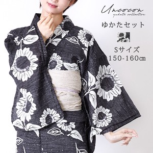 Kimono/Yukata black Cotton Linen Size S Set of 2