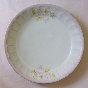 Main Plate Bird Pottery Rose 7-sun Made in Japan