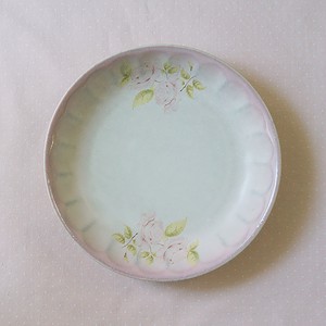 Small Plate Bird Pottery Rose Made in Japan