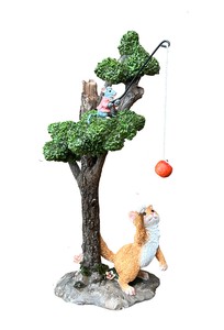 キャット＆マウス15341【猫】オブジェ ガーデニング 庭 置物 装飾 ねずみ