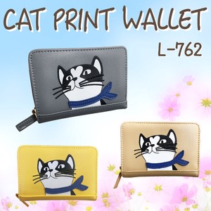 猫プリント財布　三方札入れ　L-762