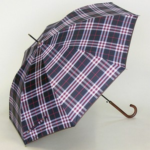 【晴雨兼用傘】60ジャンプ傘　先染格子　ブラックコーティング加工　UVカット　遮光　遮熱