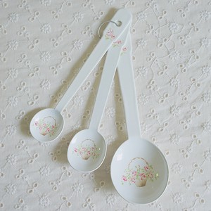 Enamel Measuring Spoon Rose Basket 3-pcs set Made in Japan