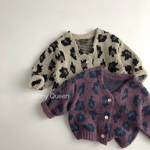 Kids' Sweater/Knitwear Leopard Print V-Neck Cardigan Sweater Spring Kids