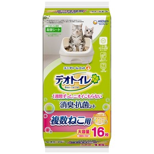 ［ユニ・チャーム］デオトイレ 複数ねこ用 ふんわり香る消臭・抗菌シート ナチュラルソープの香り 16枚