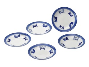 Mino ware Small Plate Gift Porcelain Cat SHICHITA Set of 5 Made in Japan