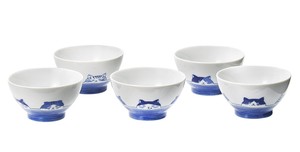 SICHITA 猫　ライスボウル5客セット【日本製　美濃焼】（磁器　猫　飯碗　茶碗　ギフト）