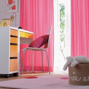 【20サイズ展開】 日本製 受注生産 無地 薄地カーテン ピンク 子供部屋 新生活インテリア
