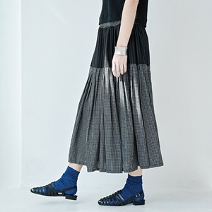 【2024春夏新作】ストライプ＆チェック【モード系】切替えデザインスカート