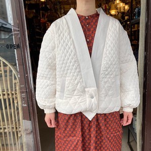 Jacket White Collarless Quilted