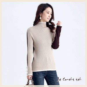 Sweater/Knitwear Design Ribbed Buttons Sleeve Popular Seller