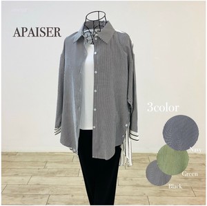 Button Shirt/Blouse Design Stripe Summer