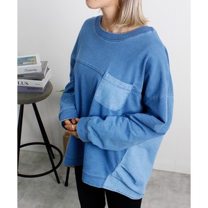 T-shirt Pullover Sweatshirt Mixing Texture Indigo Ladies' Switching 【2024NEW】