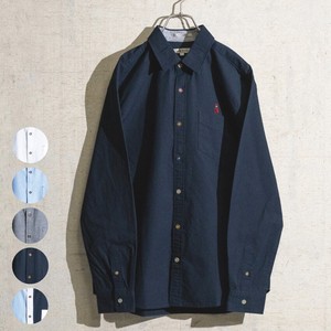【24SS新作】オックスフォード ワンポイント ネコ刺繍 カラーボタン レギュラーサイズ 長袖シャツ