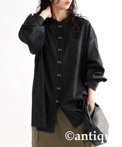 Antiqua Button Shirt/Blouse Long Sleeves Stripe Tops Ladies' Autumn/Winter