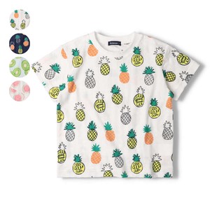 半袖フルーツ総柄Tシャツ　M30865　日本製、綿100%、パイナップル、キウイ、スイカ、ユニセックス