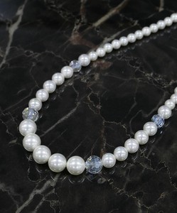 珍珠/月光石链 项链 水晶 43cm 日本制造