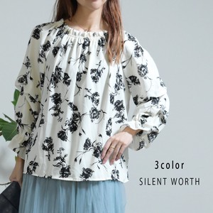 Button Shirt/Blouse Tuck Sleeves Floral Pattern 【2024NEW】