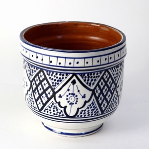 サフィ陶製植木鉢 ぷっくり H19 W18 青