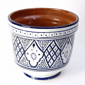 サフィ陶製植木鉢 ぷっくり H21 W22 青