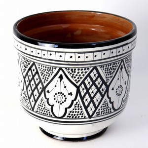 サフィ陶製植木鉢 ぷっくり H21 W22 黒
