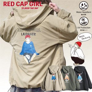 Jacket Nylon Hooded Water-Repellent Back Printed RED CAP GIRL