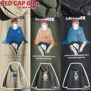 【SPECIAL PRICE】RED CAP GIRL 撥水ナイロン バックプリント フード付き ジャケット