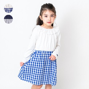 Kids' Casual Dress Stripe Switching Checkered