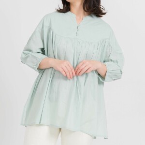 Button Shirt/Blouse Gathered Blouse Switching 2024 Spring/Summer