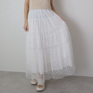 Skirt Layered Mixing Texture Dot Tulle Tiered