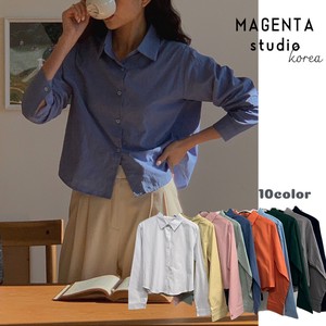 Button Shirt/Blouse Long Sleeves Pastel Tops Short Length