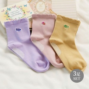 袜子 刺绣 3双 日本制造