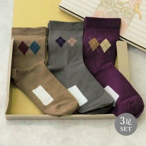Crew Socks Jacquard Socks Men's 3-color sets Made in Japan