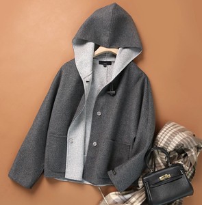 Coat Plain Color Hooded Outerwear Ladies'