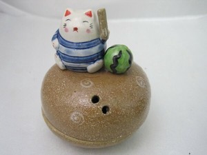 RD*処分特価★陶製のポプリケース　猫　リュウコドウ