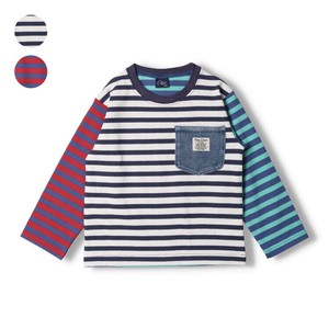 Kids' 3/4 Sleeve T-shirt Color Palette Long T-shirt Pocket Border