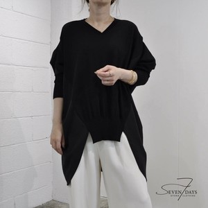 Sweater/Knitwear Mixing Texture V-Neck Tops Switching