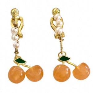 Pierced Earrings Resin Post Pearl Design Earrings Cherry