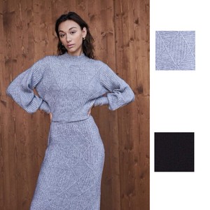 Sweater/Knitwear Diamond-Patterned Knitted Tops Mock Neck Setup