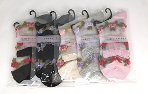 Crew Socks Flower Border Made in Japan
