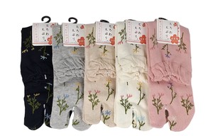Crew Socks Floral Pattern Tabi Socks Made in Japan