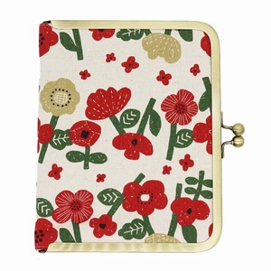 Pouch Red Gamaguchi Floral Pattern