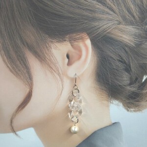 Pierced Earrings Silver Post Pearl Lightweight Cotton Clear Spring/Summer