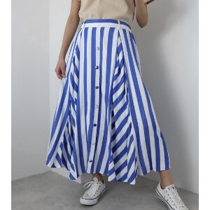 Skirt Front Stripe Plaid Flare Skirt