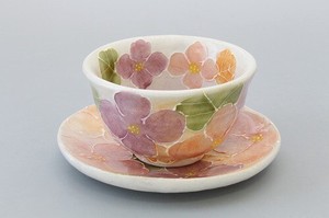 季節を感じる「春の器」【工房風花】一珍花紋　茶菓セット（紅）